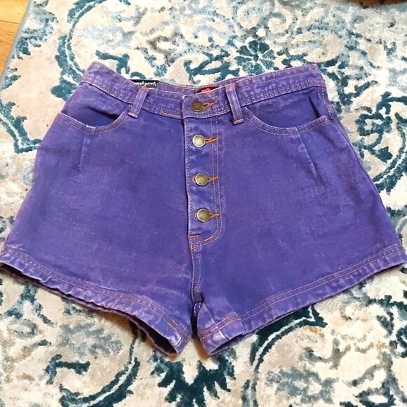 Your Eyes Lie Denim Shorts Exposed Buttons High Waist S - Picture 1 of 11